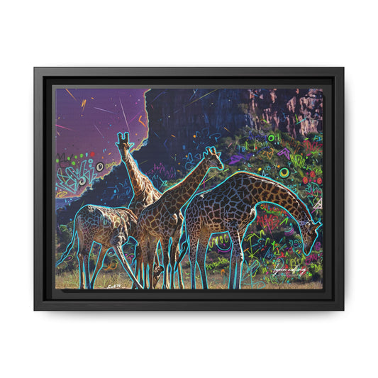 Vibrant Giraffe Art Print, Colorful Wildlife Decor, Framed Canvas Wall Art, Boho Home Accent, Animal Lover Gift, Nature Wall Decor