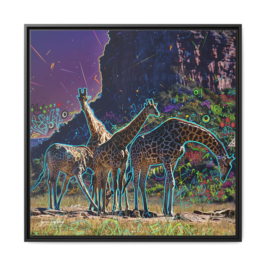 Vibrant Giraffe Art Print, Colorful Wildlife Decor, Framed Canvas Wall Art, Boho Home Accent, Animal Lover Gift, Nature Wall Decor